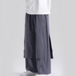 Buddha Stones Plain Patchwork Design Men's Cotton Pants With Pockets - image 1