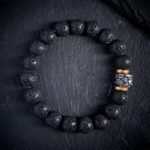 Buddha Stones Natural Lava Rock Buddha Face Support Bracelet - 20cm - image 0