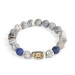 Buddha Stones Natural Grey Jasper Sodalite Om Mani Padme Hum Buddha Face Healing Bracelet - image 4