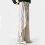 Buddha Stones Asymmetrical Patched Design Plain Men's Cotton Pants With Pockets - image 29