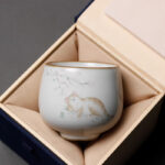 Buddha Stones Cute Cat Branches Teacup Kung Fu Tea Cup With Gift Box - Lying Cat 5.8cm*6cm*120ml - image 3