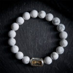 Buddha Stones Natural White Turquoise Bead Om Mani Padme Hum Blessing Bracelet - 20cm - image 0