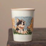 Buddha Stones Cute Bow Tie Cat Teacup Kung Fu Tea Cup - Cat 7.5cm*10.2cm*265ml - image 8
