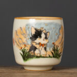 Buddha Stones Cute Bow Tie Cat Teacup Kung Fu Tea Cup - Cat 5.8cm*6.1cm*95ml - image 10