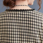 Buddha Stones Fall Plaid Pattern Ruffled Crew Neck Design Cotton Long Sleeve Midi Dress With Pockets - image 13