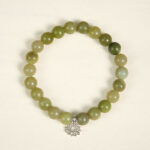 Buddha Stones 925 Sterling Silver Lotus Natural Cyan Jade Luck Bracelet - image 2