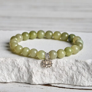 Buddha Stones 925 Sterling Silver Lotus Natural Cyan Jade Luck Bracelet - 20cm - image 0