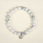 Buddha Stones 925 Sterling Silver Lotus Design Natural White Turquoise Wealth Bracelet - image 12