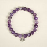 Buddha Stones 925 Sterling Silver Amethyst Lotus Design Natural Balance Bead Bracelet - image 2