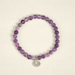 Buddha Stones 925 Sterling Silver Amethyst Lotus Design Natural Balance Bead Bracelet - image 12