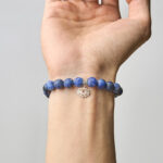 Buddha Stones 925 Sterling Silver Lotus Design Natural Sodalite Positive Beads Harmony Bracelet - image 4