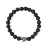 Buddha Stones Natural Frosted Black Onyx Buddha Face Support Bracelet - image 6