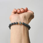 Buddha Stones Natural Frosted Black Onyx Buddha Face Support Bracelet - image 4