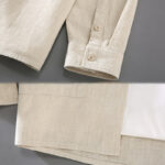 Buddha Stones Solid Color Long Sleeve Buttons Shirt Men Ramie Cotton Clothing With Pockets - image 5