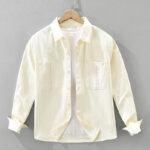 Buddha Stones Spring Commute Buttons Long Sleeve Shirt Men Cotton Clothing With Pockets - Beige - US/UK/AU42，EU52 (3XL) - image 2