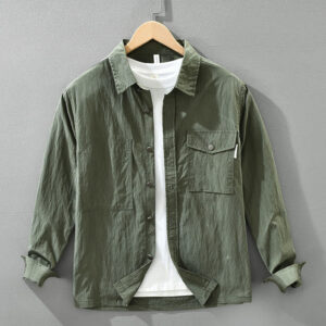 Buddha Stones Daily Long Sleeve Buttons Simple Design Men's Shirt With Pockets - DarkGreen - US/UK/AU42，EU52 (3XL) - image 0