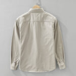 Buddha Stones Daily Plain Buttons Design Men's Long Sleeve Pure Cotton Shirt With Pockets - image 1