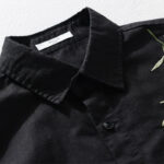 Buddha Stones Embroidery Leaves Pattern Men's Long Sleeve Cotton Linen Shirt - image 1