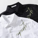 Buddha Stones Embroidery Leaves Pattern Men's Long Sleeve Cotton Linen Shirt - image 14