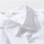 Buddha Stones Embroidery Leaves Pattern Men's Long Sleeve Cotton Linen Shirt - image 8