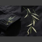 Buddha Stones Embroidery Leaves Pattern Men's Long Sleeve Cotton Linen Shirt - image 3