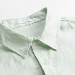 Buddha Stones Men's Solid Color Lapel Buttons Long Sleeve Pure Linen Shirt - image 7