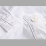 Buddha Stones Men's Solid Color Lapel Buttons Long Sleeve Pure Linen Shirt - image 13