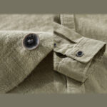 Buddha Stones Men's Pure Color Lapel Buttons Simple Design Ramie Cotton Long Sleeve Shirt - image 19
