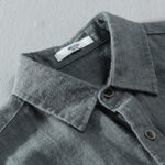 Buddha Stones Men's Pure Color Lapel Buttons Simple Design Ramie Cotton Long Sleeve Shirt - image 6