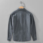 Buddha Stones Men's Fall Plain Ramie Cotton Long Sleeve Lapel Shirt With Pockets - image 6