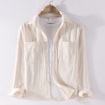 Buddha Stones Spring Plain Simple Buttons Design Corduroy Men's Long Sleeve Jacket With Pockets - Beige - US/UK/AU42，EU52 (3XL) - image 11