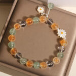 Buddha Stones Natural Daisy Candy Agate Green Strawberry Quartz Healing Bracelet - image 4