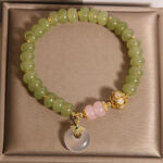 Buddha Stones Natural Peace Buckle Meaning Jade Rose Quartz Luck Bracelet - image 3