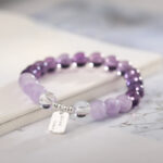 Buddha Stones Amethyst Rose Quartz Strawberry Quartz Good Luck Charm Bracelet - image 8