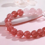 Buddha Stones Amethyst Rose Quartz Strawberry Quartz Good Luck Charm Bracelet - image 16