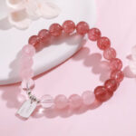 Buddha Stones Amethyst Rose Quartz Strawberry Quartz Good Luck Charm Bracelet - image 15