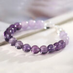 Buddha Stones Amethyst Rose Quartz Strawberry Quartz Good Luck Charm Bracelet - image 3