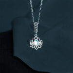 Buddha Stones 925 Sterling Silver Lotus Design Moonstone Healing Necklace Pendant - Moonstone - image 0
