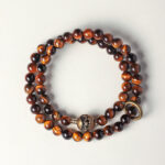 Buddha Stones Tibetan Black Obsidian Tiger Eye Copper Double Wrap Strength Bracelet - Tiger Eye(Wrist Circumference:13-15cm) - image 4