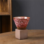 Buddha Stones Retro Kiln Change Ceramic Coffee Mug Tea Latte Espresso Coffee Cup With Base 200ml Coffee Mug BS Kiln Change Crimson 9.3cm*9.5cm*200ml