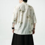 Buddha Stones Green Yellow Bamboo Leaves Print Half Sleeve Shirt Men's T-shirt T-shirt BS 2