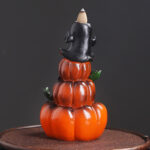Buddha Stones Halloween Pumpkins Ghost Resin Backflow Smoke Fountain Incense Burner Decoration Incense Burner BS 5