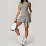 Buddha Stones Solid Color Sports Tennis Yoga Lace-up Women Sports Dress Sports Dress BS 24