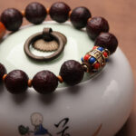 Buddha Stones Tibetan Bodhi Seed Agate Bead Luck Wealth Tassel Charm Wrist Mala Wrist Mala BS 21