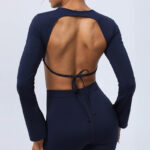 Buddha Stones Long Sleeve Backless Strap Top Bra Flare Pants Fitness Yoga Outfit 2-Piece Outfit BS 32