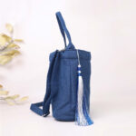 Buddha Stones Embroidery Wisteria Plum Lotus Cherry Blossom Cotton Linen Canvas Tote Crossbody Bag Shoulder Bag Handbag Crossbody Bag BS 4