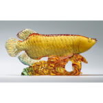 Buddha Stones Handmade Liuli Crystal Koi Fish Art Piece Luck Home Office Decoration Decorations BS 3