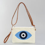 Buddha Stones Evil Eye Leaf Hamsa Canvas Crossbody Bag Shoulder Bag Handbag Crossbody Bag BS Evil Eye 28*2*20cm