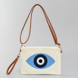 Buddha Stones Evil Eye Leaf Hamsa Canvas Crossbody Bag Shoulder Bag Handbag Crossbody Bag BS Evil Eye 28*2*20cm
