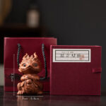 Buddha Stones Luck Dragon Wealth Tea Pet Purple Clay Figurine Decoration Decorations BS Little Dragon Girl-Brown(Gift Box)